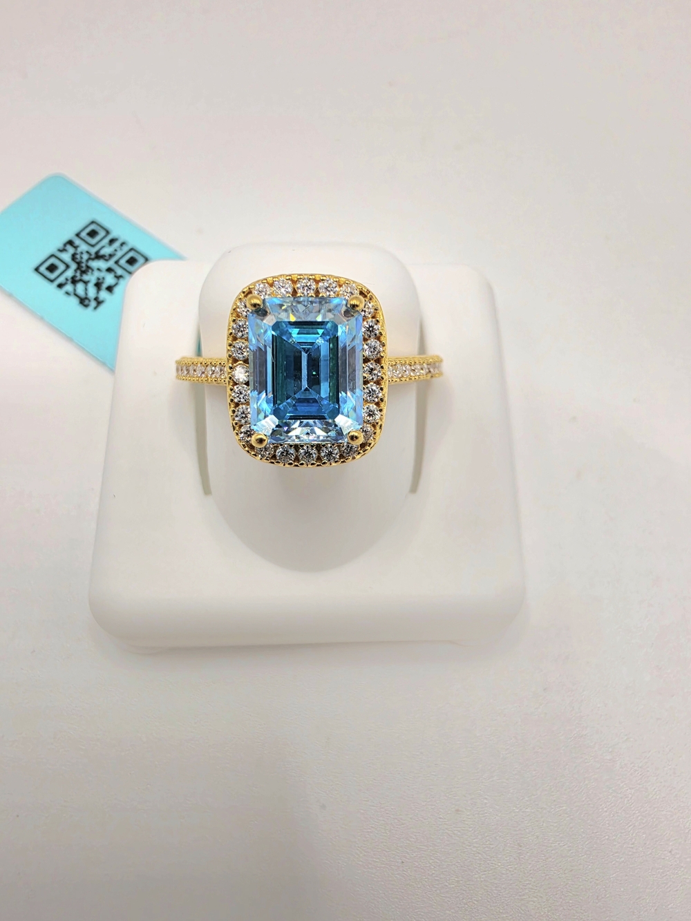 5.19ctw Blue Moissanite Gold Over S925 Size 9